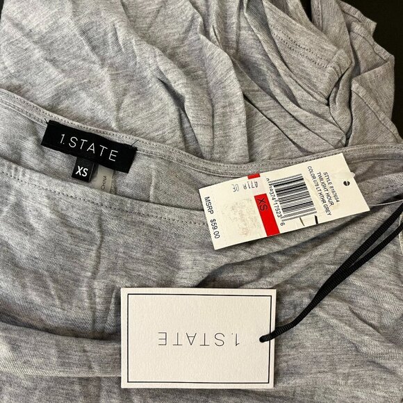 1.STATE Women's Grey Twilight Hour One Shoulder Ruffled Top - Size XS - NWT $59 - Picture 2 of 3